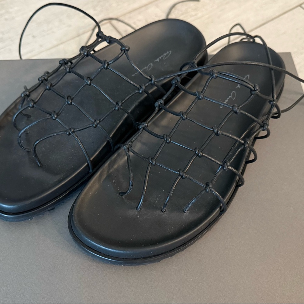 NIB Rick Owens SS25 Black Leather Web Birkenstock Sandals - Size IT37/US7 - Picture 5 of 9